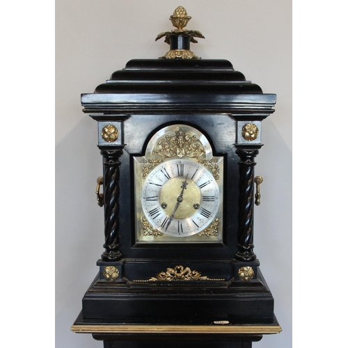 226 - Hamburg American Corporation, Hamburg, a 19th century ebonised and gilt brass bracket clock, the bra... 