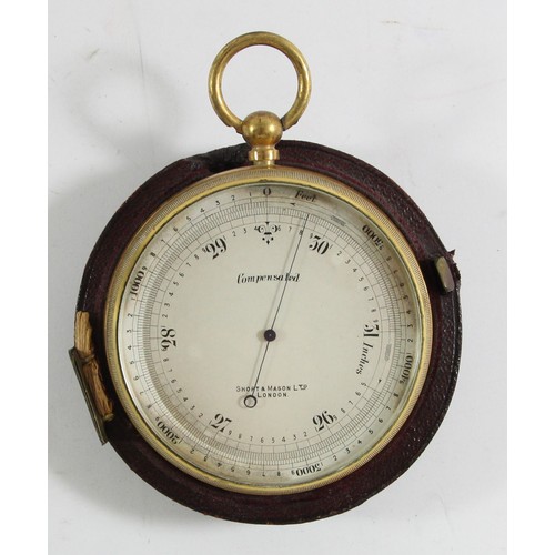 229 - Short & Mason Ltd., London, a pocket compensated barometer, 7cm, part case.
Established by Thomas Sh... 