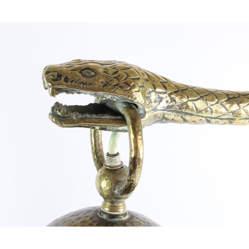 269 - An Austrian Art Nouveau bronze snake lamp, the realistically modelled coiled body holding a lamp in ... 