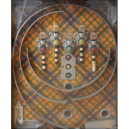 292 - An Allwin penny slot arcade machine, depicting traffic lights on a tartan patterned background, with... 