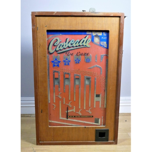 309 - Cascade De Luxe by Bell Fruit Manufacturing penny drop case slot machine, mahogany cabinet, serial n... 