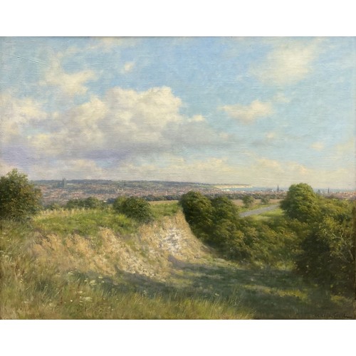 248 - Walter Goodin (1907-1992), Bridlington from the Old Chalk Pit Woldgate, signed, oil on canvas, 66 x ... 