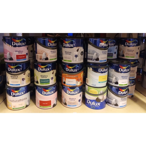 53 - Approximately 50 tins of Dulux paint, mainly consisting of wall and ceiling emulsion, various colour... 