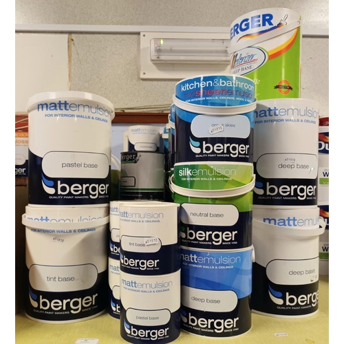 59 - Approximately 49 tins of Berger paint, mainly consisting of emulsion, various colours to including s... 