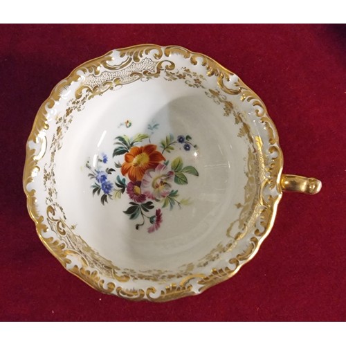 108 - Two late 19th century fine porcelain trios to include, a gold hand painted cup, saucer and sandwich ... 