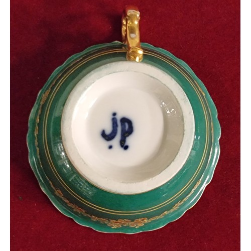 108 - Two late 19th century fine porcelain trios to include, a gold hand painted cup, saucer and sandwich ... 