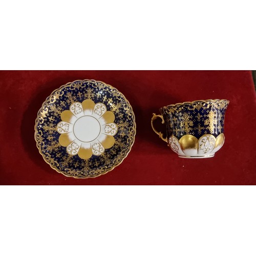 108 - Two late 19th century fine porcelain trios to include, a gold hand painted cup, saucer and sandwich ... 