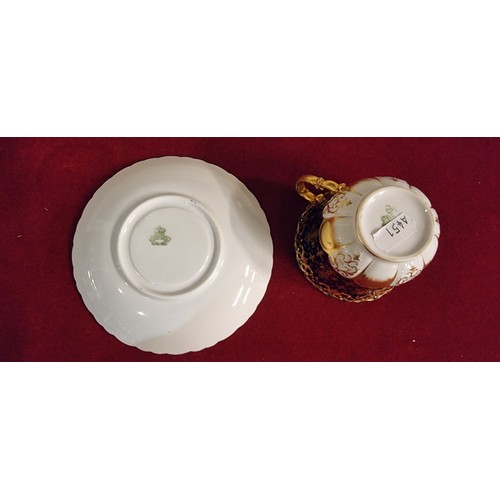 108 - Two late 19th century fine porcelain trios to include, a gold hand painted cup, saucer and sandwich ... 