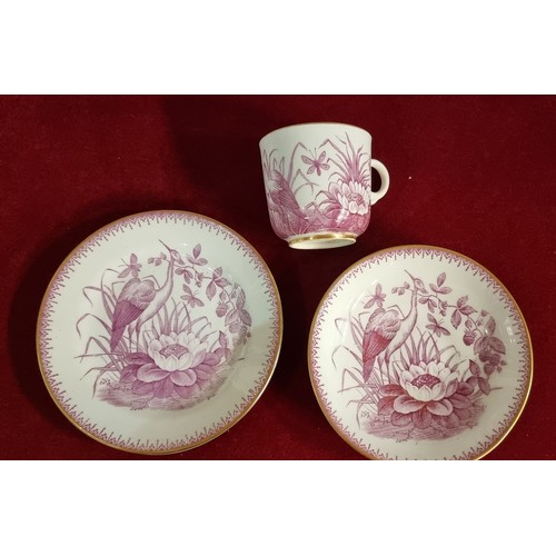 108 - Two late 19th century fine porcelain trios to include, a gold hand painted cup, saucer and sandwich ... 