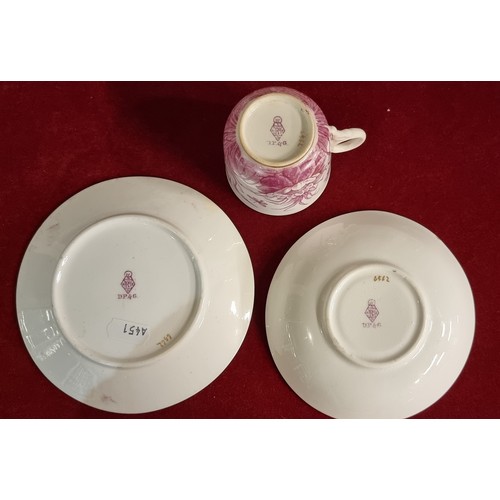 108 - Two late 19th century fine porcelain trios to include, a gold hand painted cup, saucer and sandwich ... 