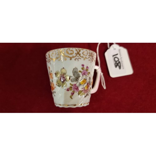 108 - Two late 19th century fine porcelain trios to include, a gold hand painted cup, saucer and sandwich ... 