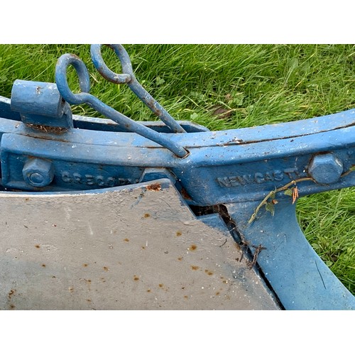 4 - A Gregory, Newcastle, plough, single axle gauge wheels, single share, dual handles, cast iron, blue,... 