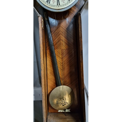 224 - A 19ct century granddaughter longcase clock, the Vienna style dial and movement striking on a gong, ... 