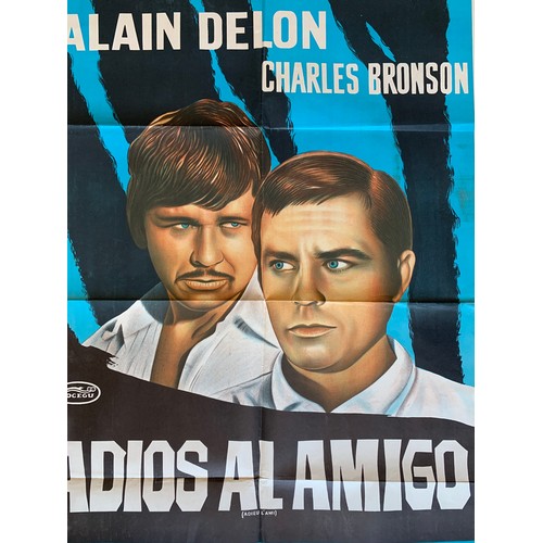 407 - Adios Al Amigo (1968) 'Farewell Friend' Agentinian film poster, starring Charles Bronson and Alain D... 