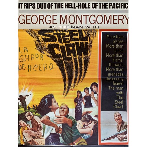 416 - The Steel Claw (1961) US film poster, starring George Montgomery and Mario Barri, folded, 74cm x 110... 