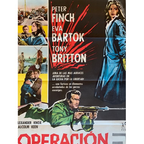 419 - Operacion Amsterdam (1959) 'Operation Amsterdam' Agentinian film poster, starring Peter Finch, Eva B... 