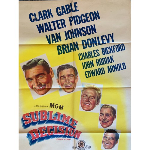 420 - Sublime Decision (1949) 'Command Decision' Agentinian film poster, starring Clark Gable, Walter Pidg... 