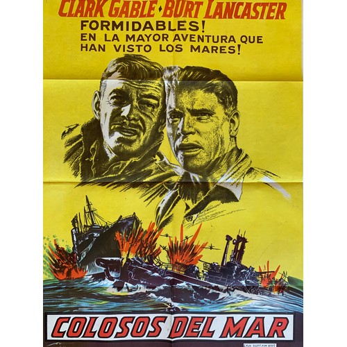 421 - Colosos Del Mar (1958) 'Run Silent, Run Deep' Argentinian film poster, starring Clark Gable and Burt... 