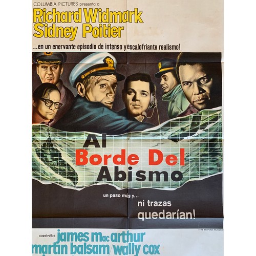 423 - Al Borde Del Abismo (1965) 'The Bedford Incident' Agentinian film poster, starring Sidney Poitier an... 