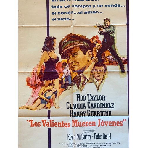 426 - Los Valientes Mueren Jovenes (1968) 'To Hell With Heroes' Argentinian film poster, starring Rod Tayl... 