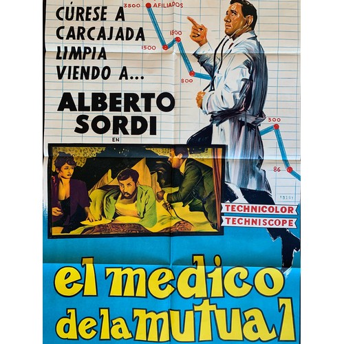 439 - El Medico De La Mutual (1968) 'Be Sick.....It's Free' Argentinian film poster, staring Alberto Sorbi... 