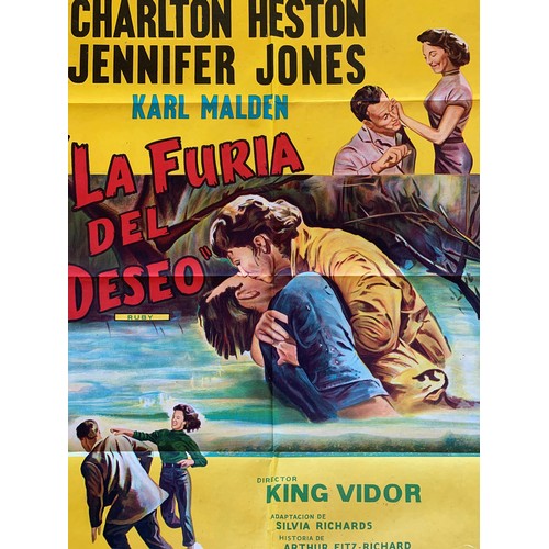 447 - La Furia Del Deseo (1963) 'Ruby Gentry' Argentinian film poster, staring Charlton Heston and Jennife... 