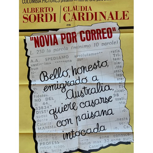 448 - Novia Por Correo (1971) 'Bride By Mail' Spanish film poster, staring Alberto Sordi and Claudia Cardi... 