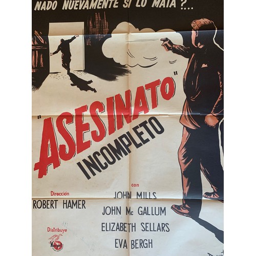 460 - Asesinato Incompleto (1953) 'The Long Memory' Argentinian film poster, staring John Mills and Elizab... 