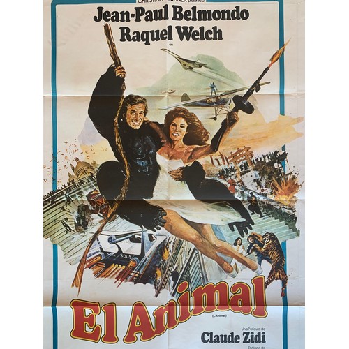 462 - El Animal (1963) 'The Animal' Spanish film poster, staring Raquel Welch and Jean-Paul Belmondo, 74cm... 