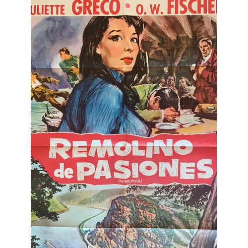 465 - Remolino de Pasiones (1959) 'Whirlpool' Argentinian film poster, staring Marius Goring, Willam Sylve... 