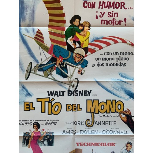 477 - El Tio del Mono (1965) 'Walt Disney's The Monkey's Uncle' Argentinian film poster, staring Annette F... 