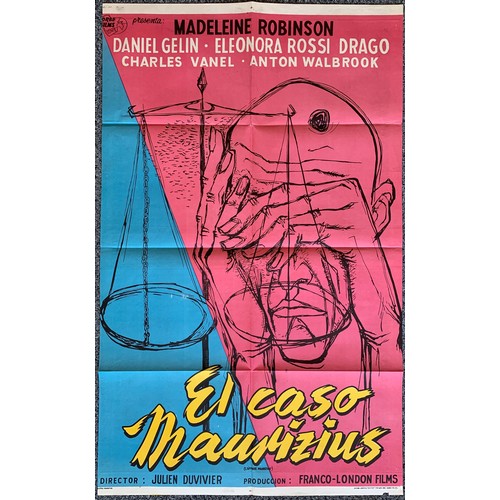 403 - El Caso Maurizius (1954) 'On Trial' Argentinian film poster, starring Daniel Gélin, Madeleine Robins... 