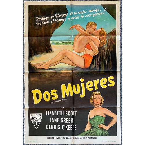 405 - Dos Mujeres (1951) 'The Company She Keeps' Argentinian film poster, starring Lizabeth Scott, Jane Gr... 