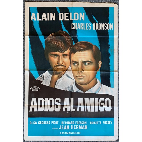 407 - Adios Al Amigo (1968) 'Farewell Friend' Agentinian film poster, starring Charles Bronson and Alain D... 