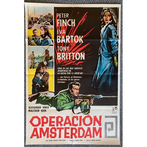 419 - Operacion Amsterdam (1959) 'Operation Amsterdam' Agentinian film poster, starring Peter Finch, Eva B... 