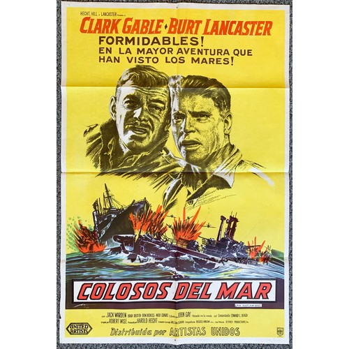 421 - Colosos Del Mar (1958) 'Run Silent, Run Deep' Argentinian film poster, starring Clark Gable and Burt... 