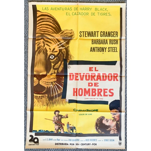 427 - El Devorador De Hombres (1958) 'Harry Black And The Tiger' Argentinian film poster, starring Stewart... 