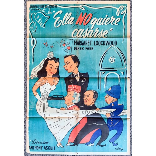 437 - Ella No Quiere Casaise (1941) 'Quiet Wedding' Spanish film poster, staring Margaret Loockwood and De... 