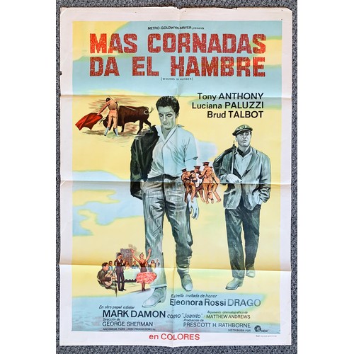 450 - Mas Coradas Da El Hambre (1963) 'The Wounds Of Love' Argentinian film poster, staring Tony Anthony a... 