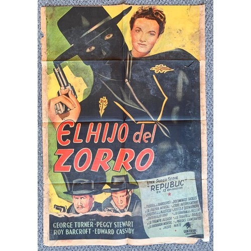 454 - El Hijo Del Zorro (1947) 'The Son Of Zorro' Argentinian film poster, staring Peggy Stewart and Georg... 