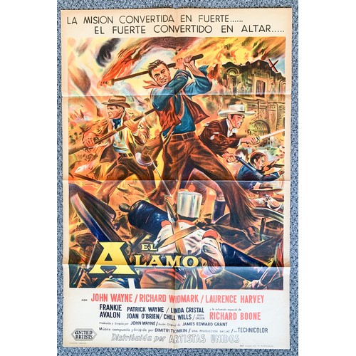 455 - El Alamo (1960) 'The Alamo' Argentinian film poster, staring John Wayne and Laurence Harvey, 74cm x ... 