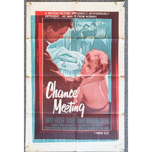 459 - Chance Meeting (1960) US film poster, staring Hardy Kruger and Micheline Presie , 74cm x 110cm, toge... 