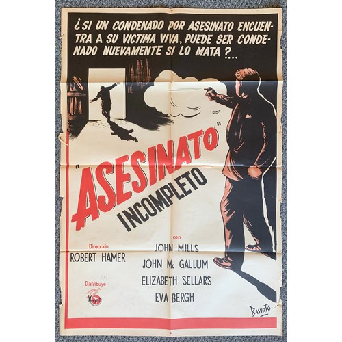 460 - Asesinato Incompleto (1953) 'The Long Memory' Argentinian film poster, staring John Mills and Elizab... 