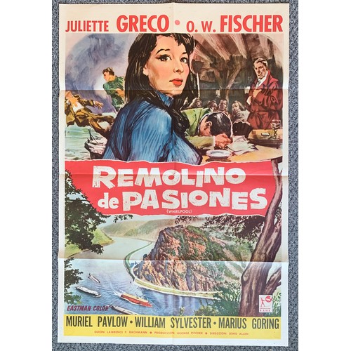 465 - Remolino de Pasiones (1959) 'Whirlpool' Argentinian film poster, staring Marius Goring, Willam Sylve... 