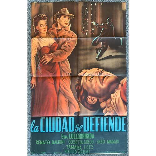 467 - La Ciudad se Defiende (1951) 'Four Ways Out' Argentinian film poster, staring Gina Lollobrigida, 74c... 