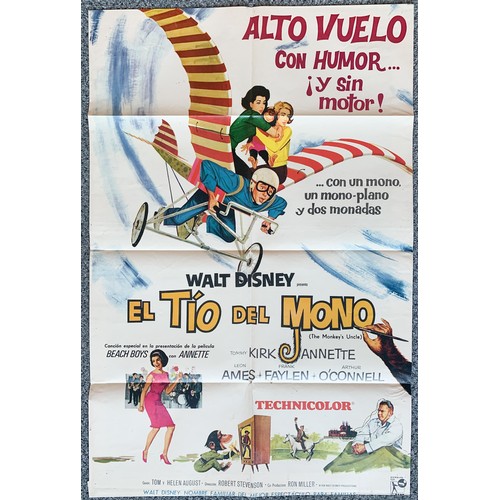 477 - El Tio del Mono (1965) 'Walt Disney's The Monkey's Uncle' Argentinian film poster, staring Annette F... 