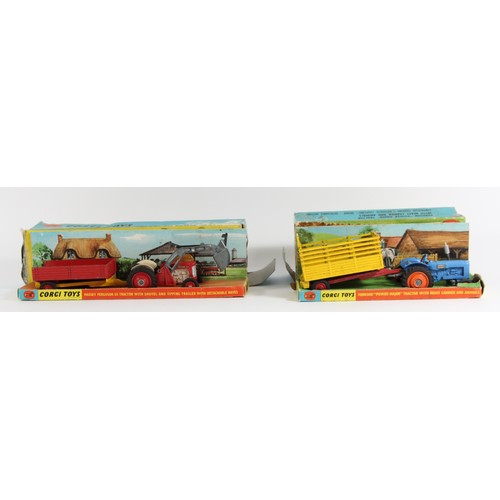 73 - A Corgi Toys Fordson 'Power Major' tractor with beast carrier (minus animals), Gift Set 33, boxed, p... 