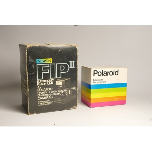 96 - A Polaroid 1000 camera, together with a Polaroid Polatronic 1 electronic flash, boxed, a Polaroid In... 