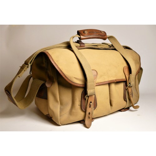 114 - A Billingham Hadley camera bag, khaki canvas with tan trim,