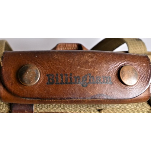 114 - A Billingham Hadley camera bag, khaki canvas with tan trim,